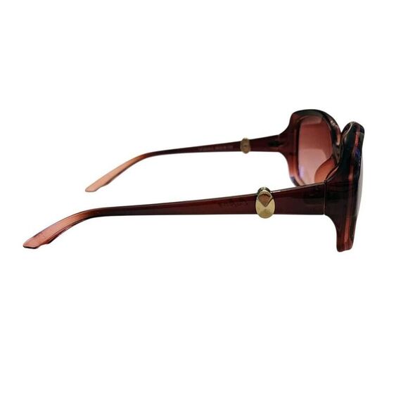 Rosie Brown Square Sunglasses with Silver Metal Accents + NEW Soft Leather Case - Picture 4 of 13
